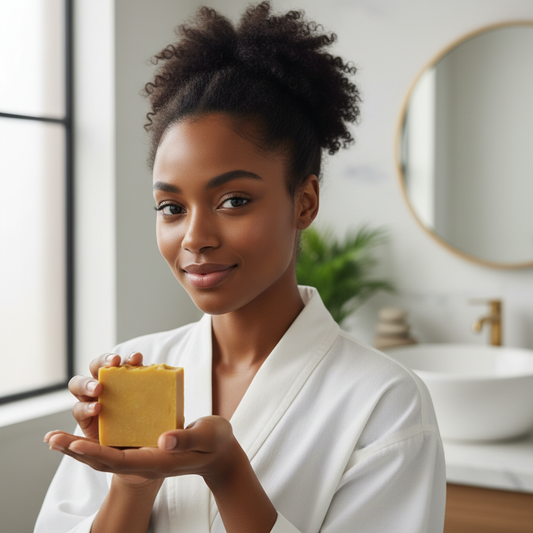 Black Woman with Turmeric Soap