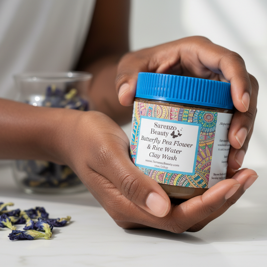 Black woman's hands holding clay wash jar