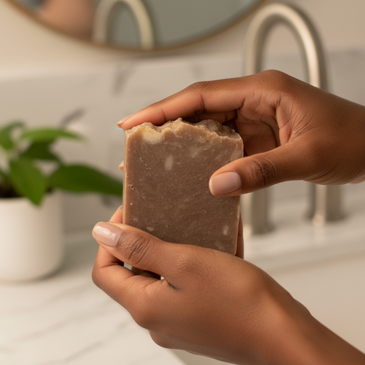 Pine Tar Soap in Hands