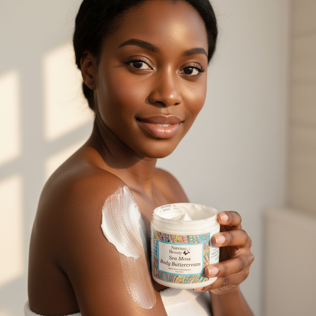 Sea Moss Body Buttercream In Use - Open Jar