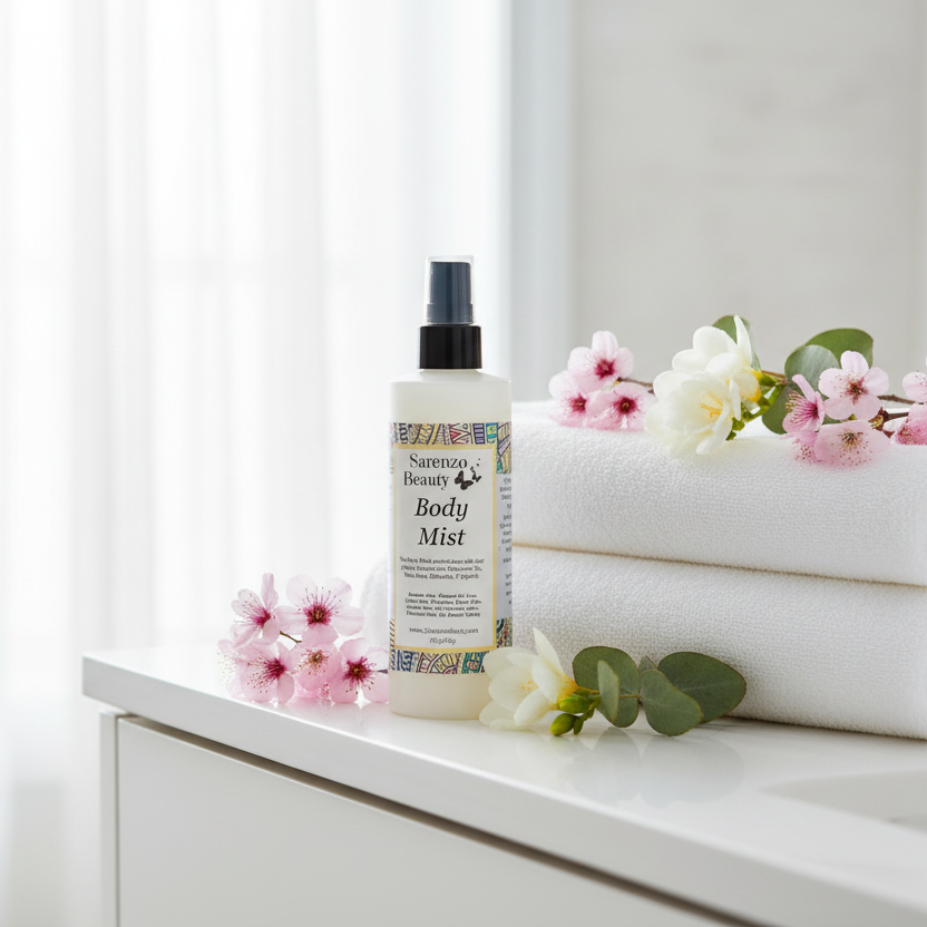 Airy vanity with spring flowers