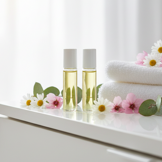 Airy vanity with spring flowers