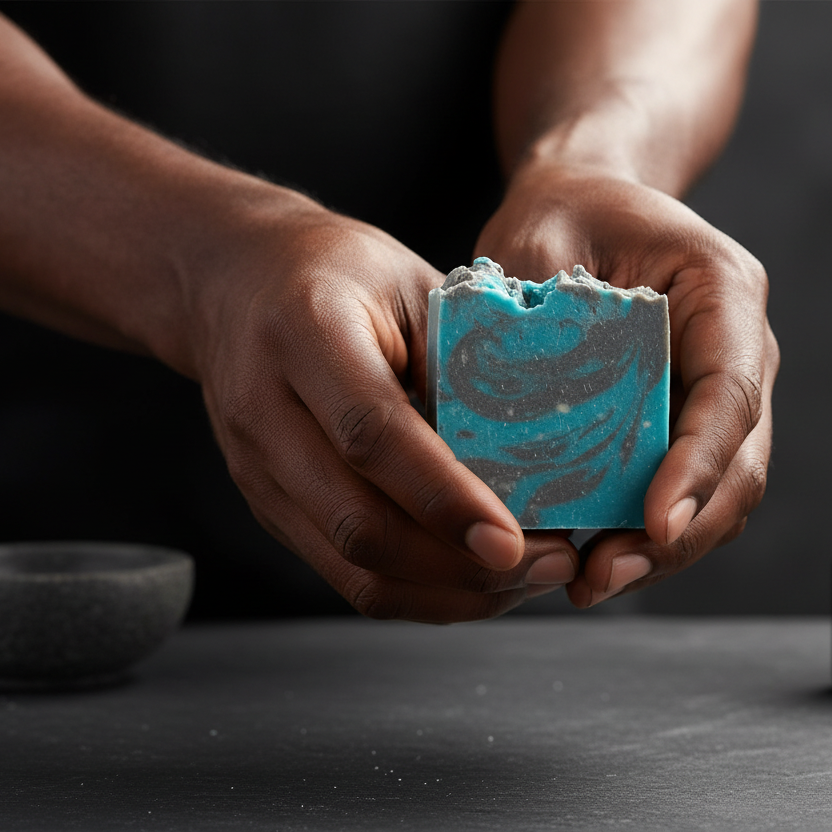 Black man holding twilight soap