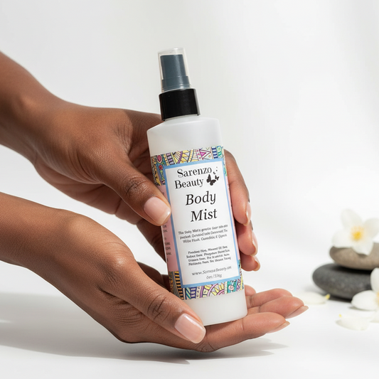 Black woman holding body mist