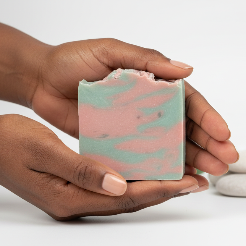 Black woman holding fairy soap