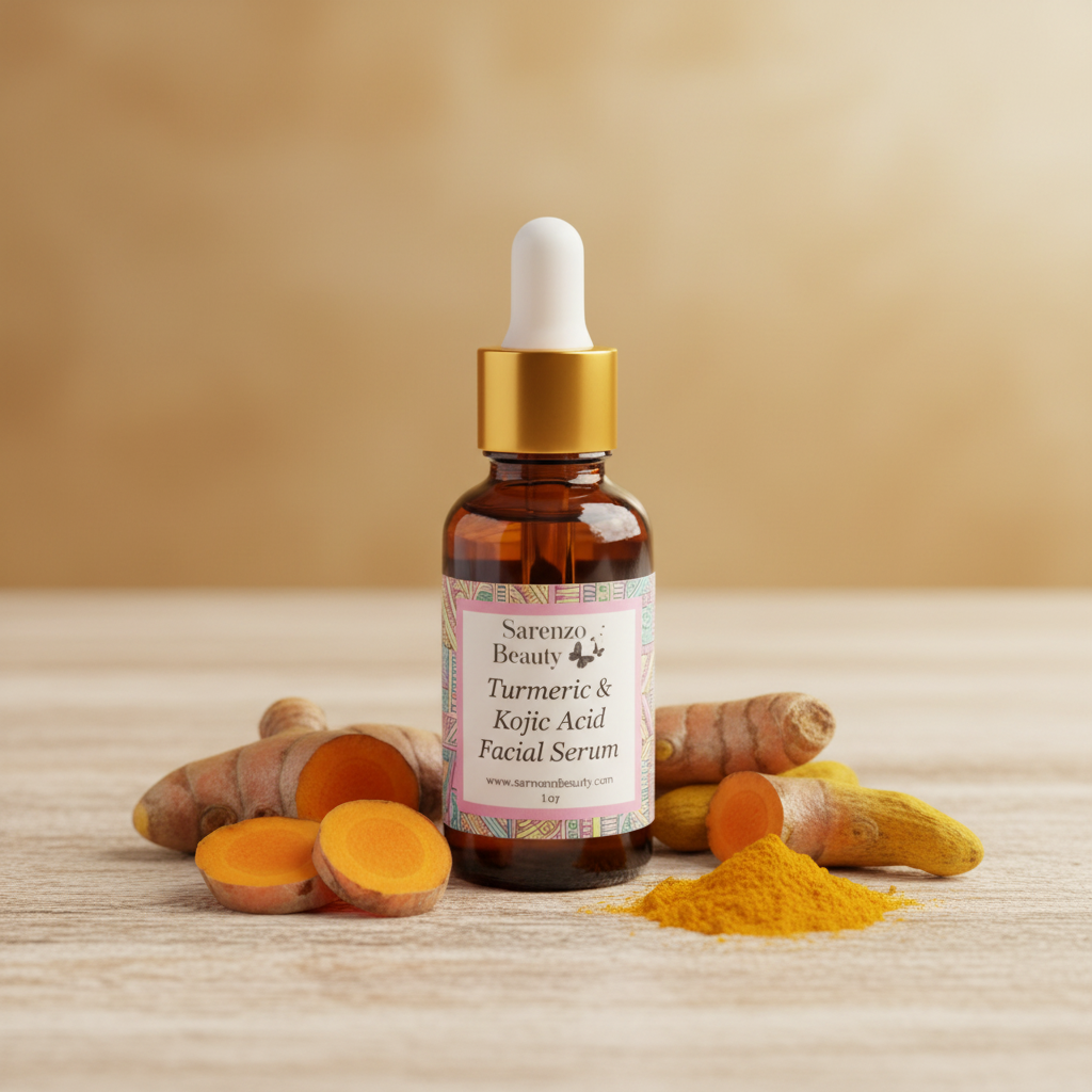 Bottle with sliced turmeric - wooden surface