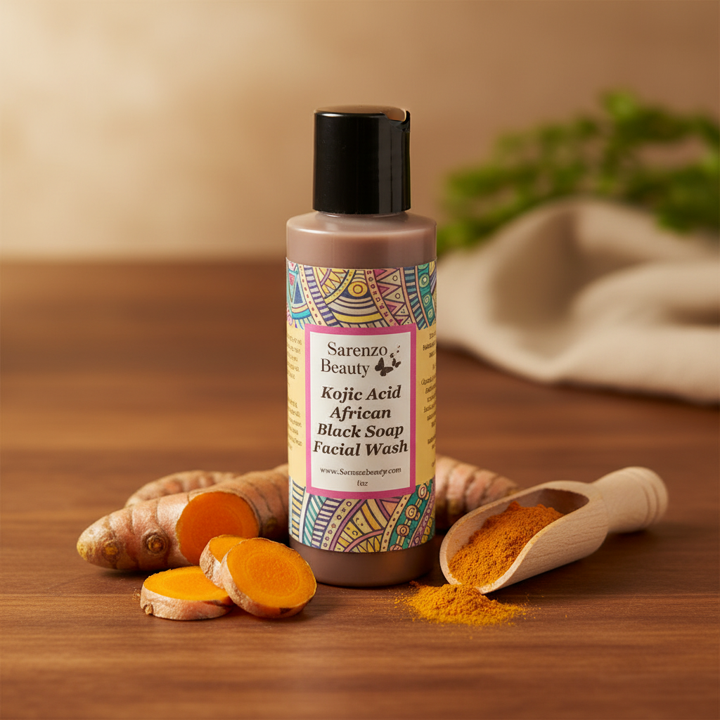 Bottle with sliced turmeric - wooden surface