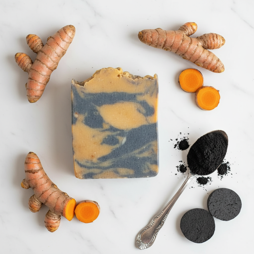 Charcoal Turmeric Soap Ingredient Showcase