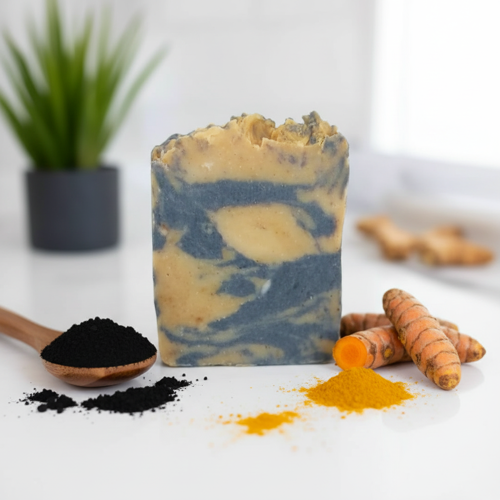Charcoal Turmeric Soap with All Ingredients