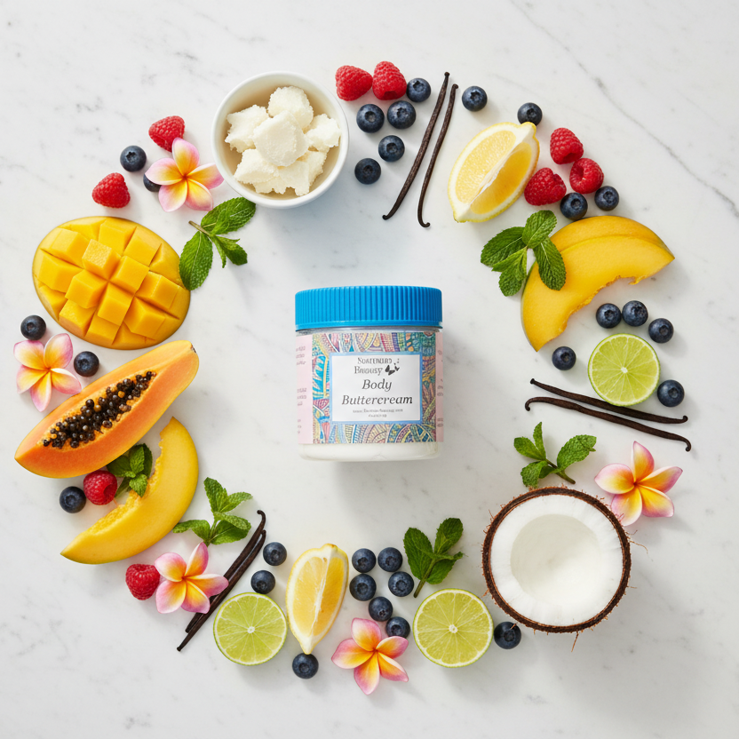 Fruity ingredients flat lay