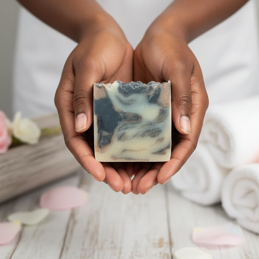 Hands Holding Lajay Swirl Soap
