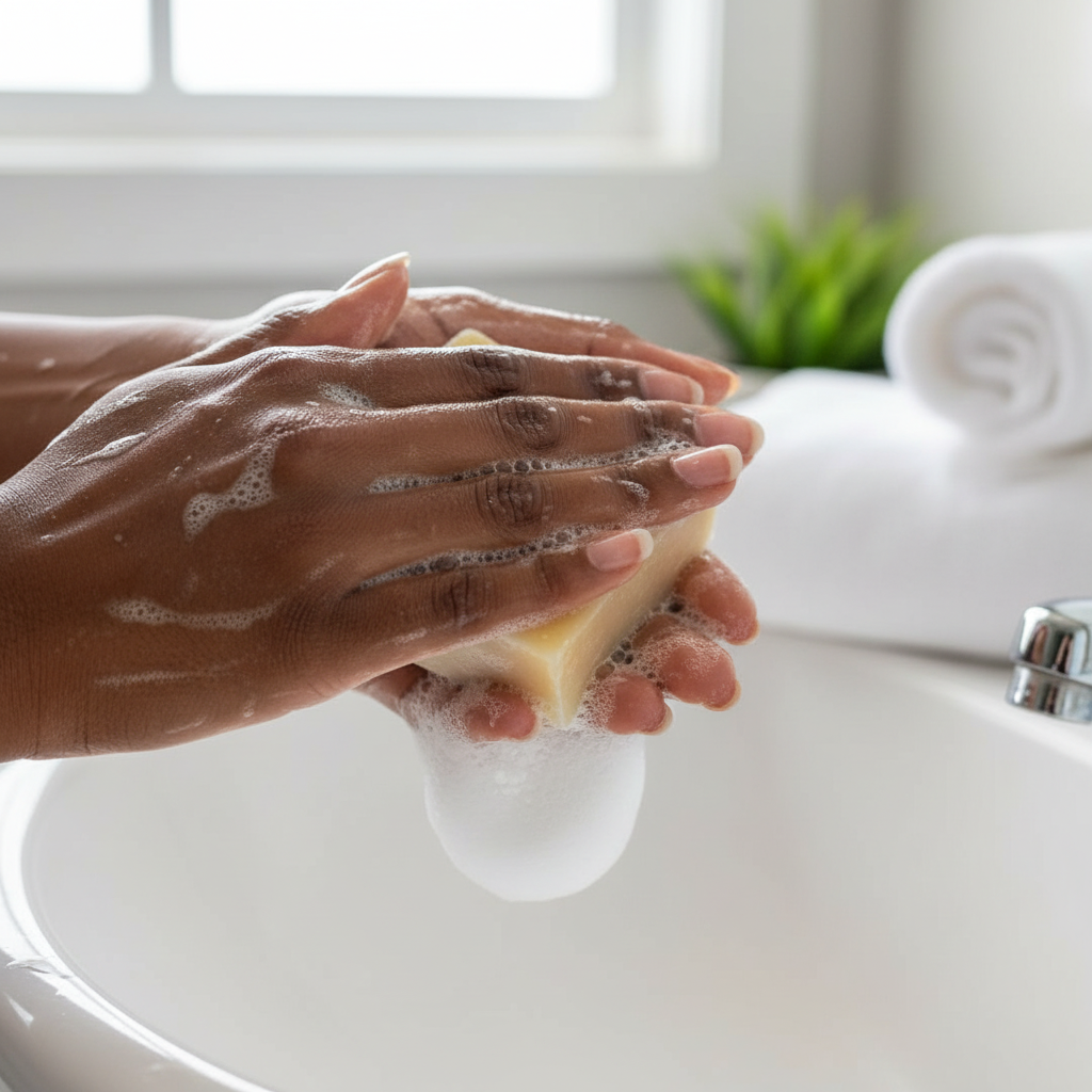 Hands Lathering Lajay Yoni Bar Soap