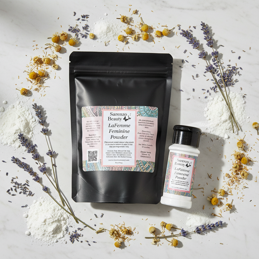 LaFemme Powder Ingredients Flat Lay