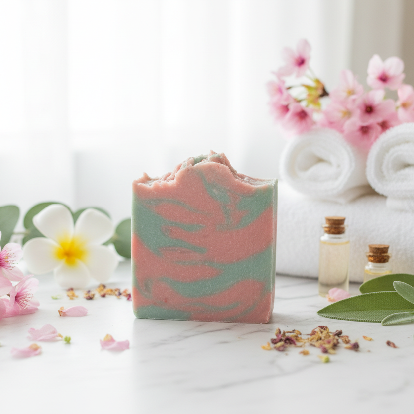 Marble with delicate flowers