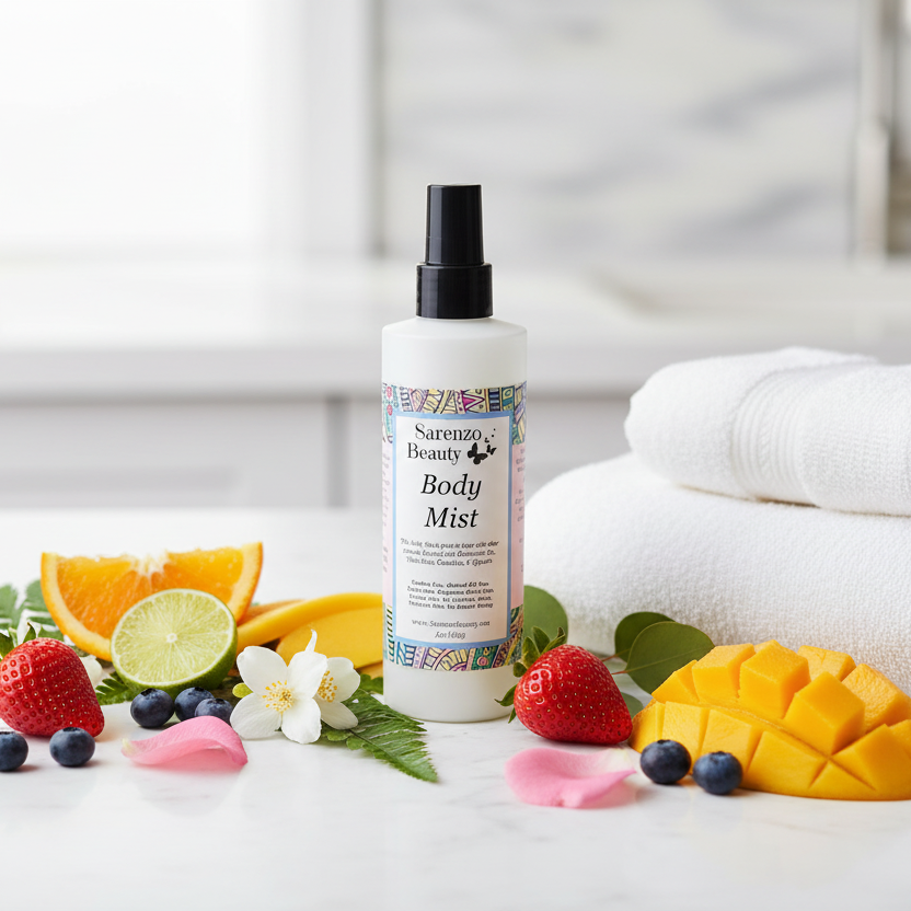 Marble with fresh fruits and berries