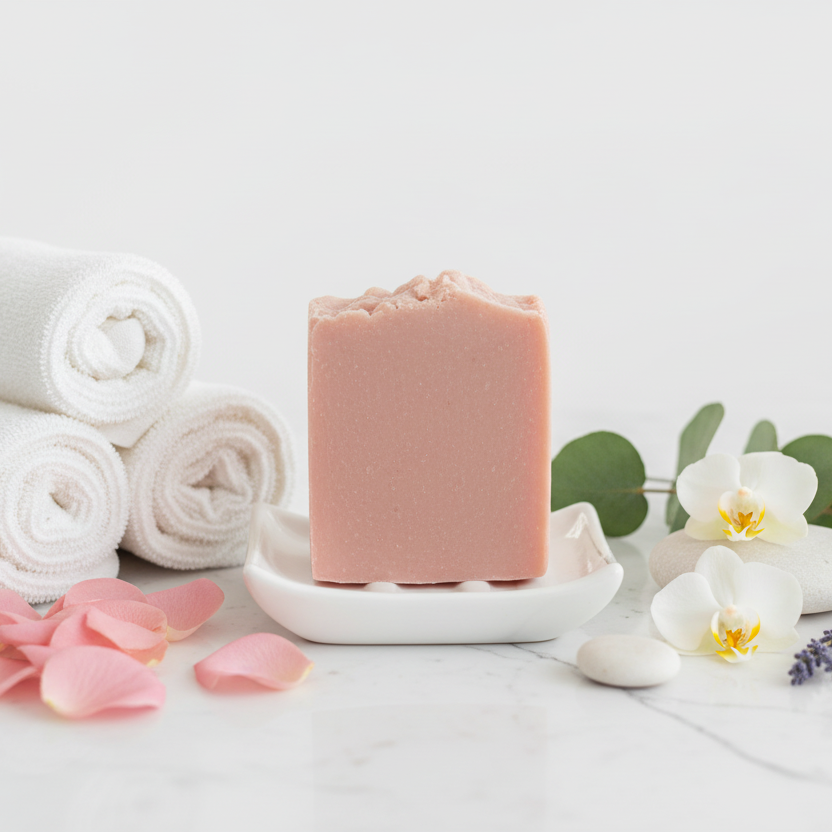 Marble with rose petals