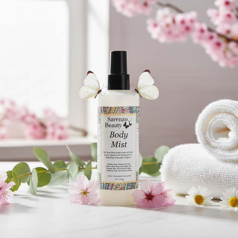 Marble with spring flowers and butterflies