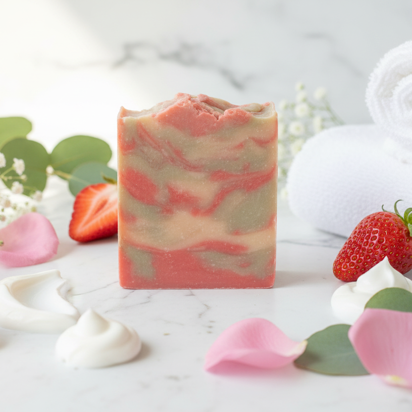 Marble with strawberries and cream