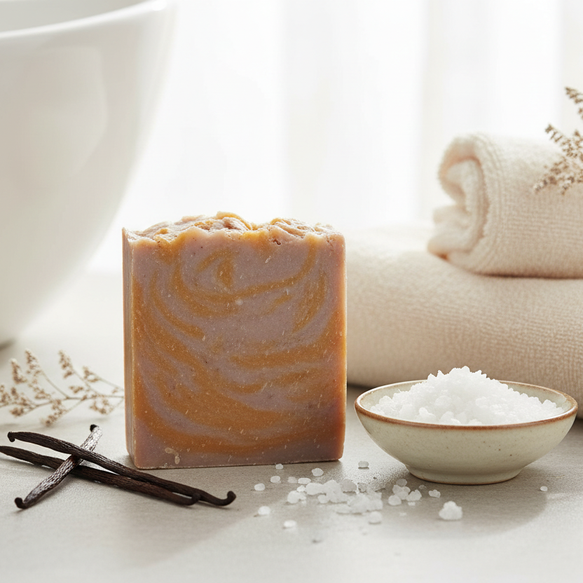 Minimalist concrete with caramel