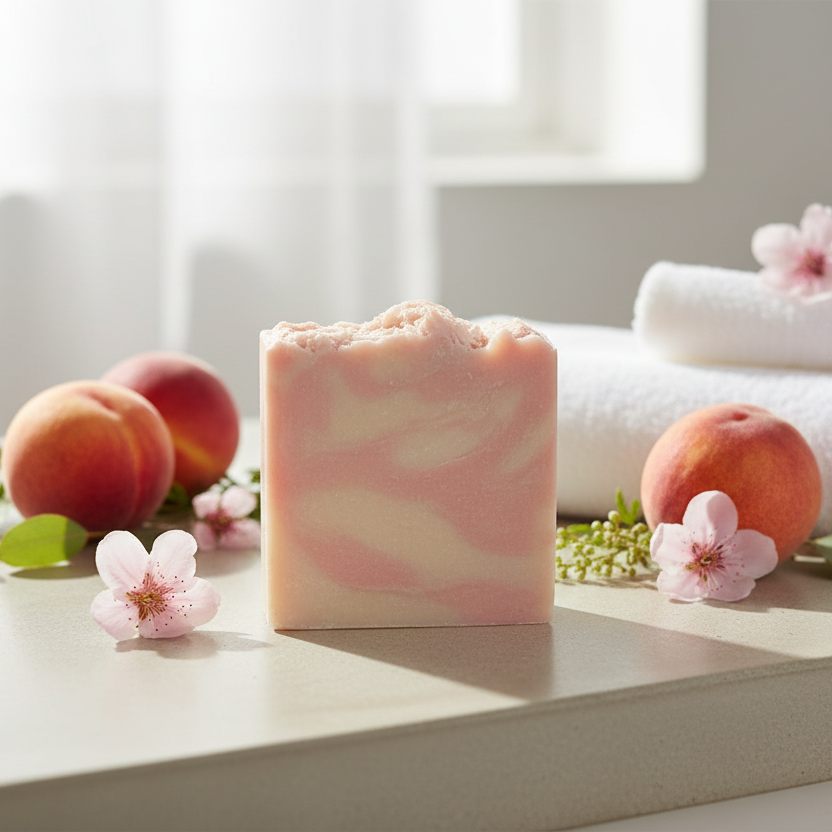 Minimalist concrete with peaches