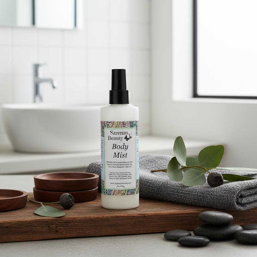 Natural dark wood with spa bathroom background