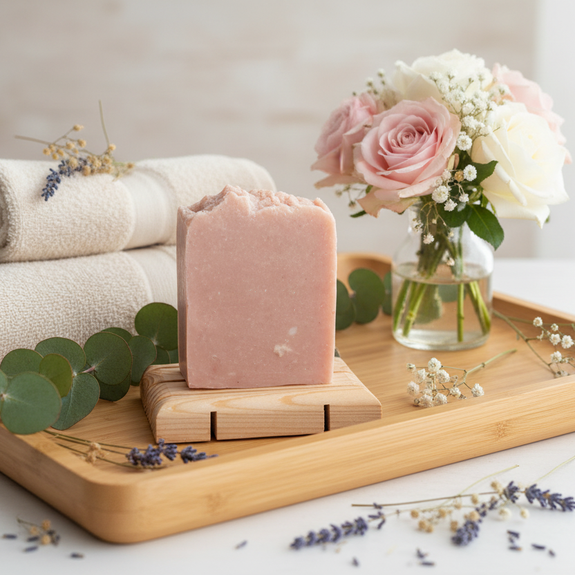 Natural wood with eucalyptus