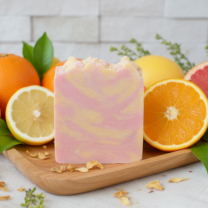 Natural wood with fresh citrus