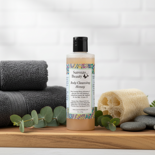 Natural wood with grey towels