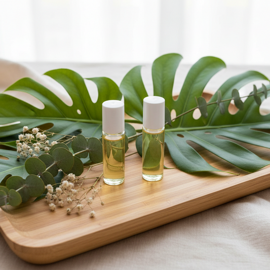 Natural wood with monstera