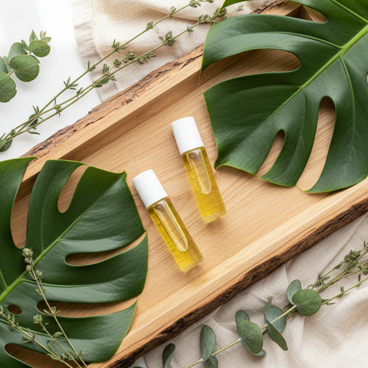 Natural wood with monstera