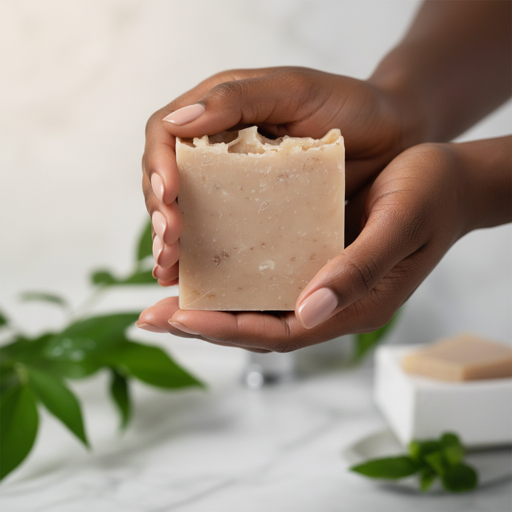 Oatmeal Milk Honey Soap in Hands