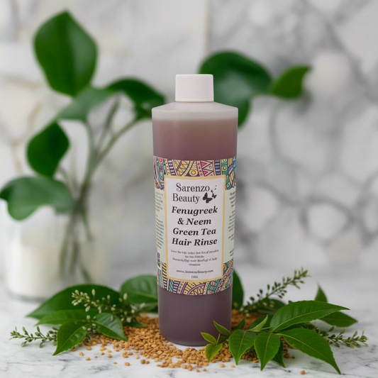 Product on bathroom counter with ingredients