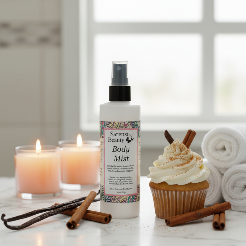Spa bathroom countertop with cupcake